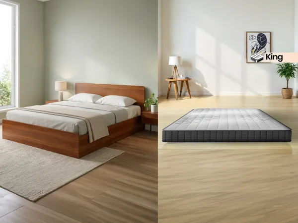 Luna King Engineered Wood (74 inch x 80 inch) With Memory Foam King Bed Mattress (78 x 72 x 6 inches)